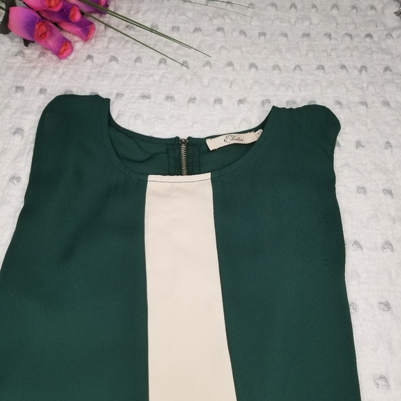 Elodie sleeveless blouse green/cream color size XS - Picture 4 of 5